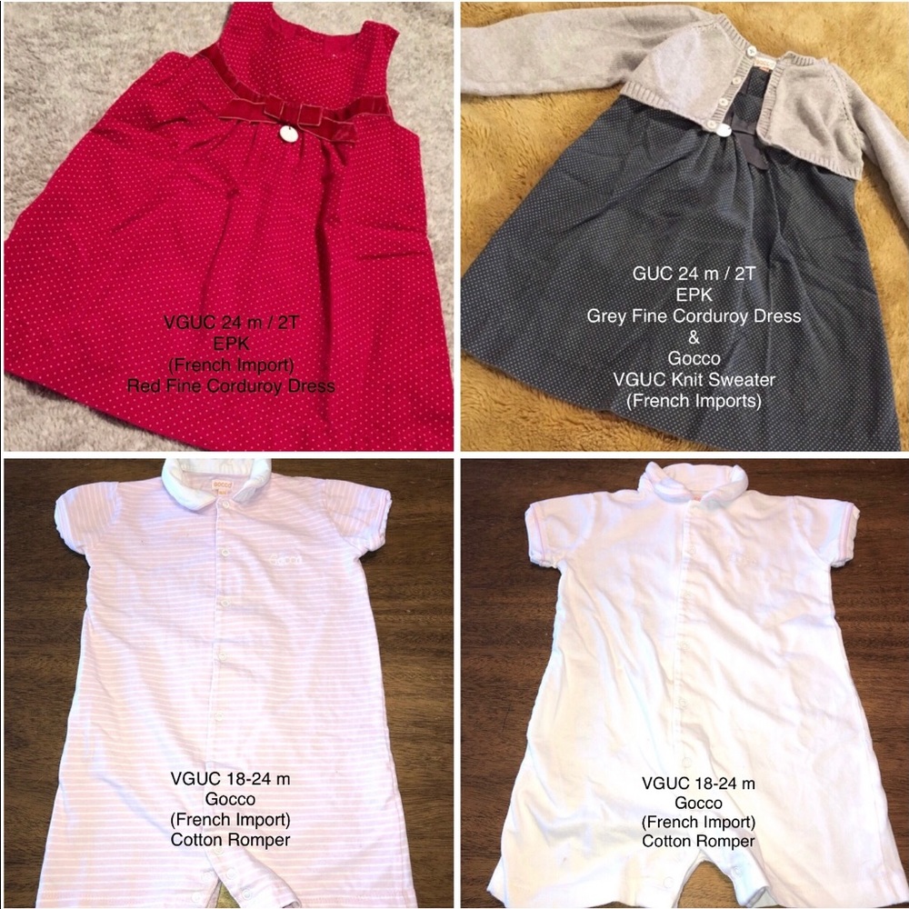 VGUC 24m 2T EPK French Dresses & Gocco Rompers Lot
